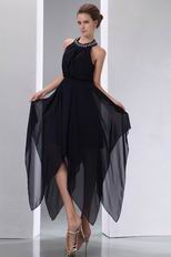 Halter Top High Low Customized Tailoring Black Prom Dress