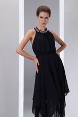 Halter Top High Low Customized Tailoring Black Prom Dress