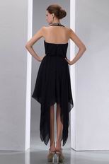 Halter Top High Low Customized Tailoring Black Prom Dress