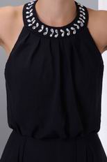 Halter Top High Low Customized Tailoring Black Prom Dress