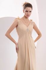 V-Neck Empire Silhouette Peach Puff Cache Prom Dress Special Occasion