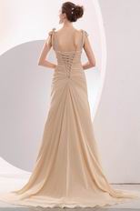 V-Neck Empire Silhouette Peach Puff Cache Prom Dress Special Occasion