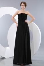Strapless Floor Length Skirt Black Prom Dress With Rosette