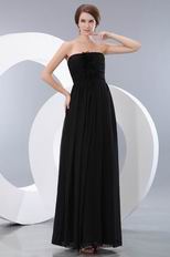 Strapless Floor Length Skirt Black Prom Dress With Rosette