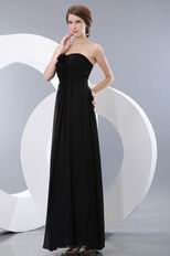Strapless Floor Length Skirt Black Prom Dress With Rosette