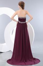 Best Strapless A-line Purple Chiffon Prom Dress With Court Train