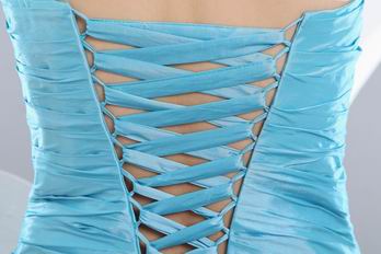 One Shoulder Corset Back Mermaid Light Sky Blue Prom Dress