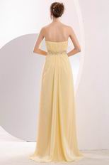 Sweetheart Column Champagne Yellow Prom Dress With Side Split