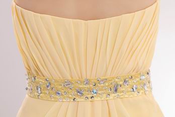 Sweetheart Column Champagne Yellow Prom Dress With Side Split