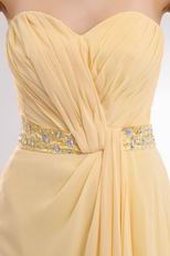 Sweetheart Column Champagne Yellow Prom Dress With Side Split