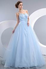 One Shoulder Baby Blue Puffy Skirt Prom Ball Gown Custom Fit
