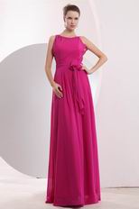 Elegant Scoop Neck Dark Camellia Chiffon Prom Dress Designer