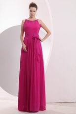 Elegant Scoop Neck Dark Camellia Chiffon Prom Dress Designer