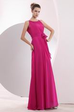 Elegant Scoop Neck Dark Camellia Chiffon Prom Dress Designer