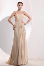 Spaghetti Straps Floor-Length Bisque Chiffon Prom Dress With Split