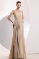 Spaghetti Straps Floor-Length Bisque Chiffon Prom Dress With Split