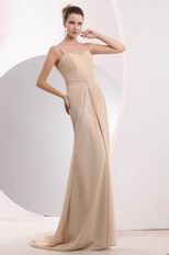 Spaghetti Straps Floor-Length Bisque Chiffon Prom Dress With Split