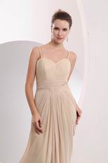 Spaghetti Straps Floor-Length Bisque Chiffon Prom Dress With Split