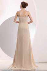 Spaghetti Straps Floor-Length Bisque Chiffon Prom Dress With Split