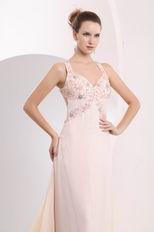 Beautiful Straps Cross Back Seashell Chiffon Prom Dress 2014