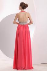 Halter V neck Watermelon Splite Formal Dress In Maryland