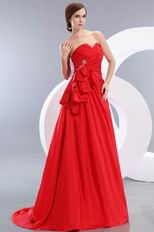 Best Sweetheart Neck Red Taffeta Prom Celebrity Dress Designer