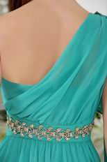 Custom Fit Single Long Sleeve Turquoise Short Prom Dress