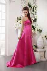 Strapless A-line Fuchsia Prom Party Dress Satin For Women