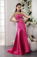 Strapless A-line Fuchsia Prom Party Dress Satin For Women