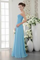 Strapless Floor-length Chiffon Light Blue Best Prom Dress