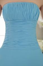 Strapless Floor-length Chiffon Light Blue Best Prom Dress