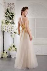 Sweet Heart Floor Length Skirt Prom Dress With Gold Sequin