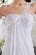 One Shoulder Cross Back White Chiffon Prom Dress Massachusetts