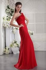 One Shoulder Designer Wine Red Chiffon Dress For 2014 Prom