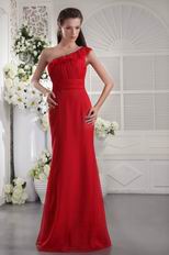 One Shoulder Designer Wine Red Chiffon Dress For 2014 Prom