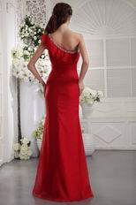 One Shoulder Designer Wine Red Chiffon Dress For 2014 Prom