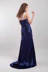 One-shoulder Inexpensive Navy Blue Prom Dress Under 150 Dollars