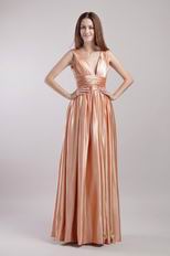 V-neck Cheap Golden Dresses Ready To 2014 Prom Wear