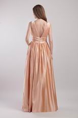 V-neck Cheap Golden Dresses Ready To 2014 Prom Wear