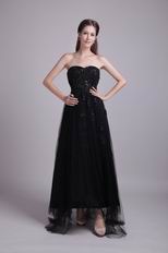 Sweetheart Applique Black Formal Prom Dress Customized Tailoring