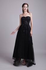 Sweetheart Applique Black Formal Prom Dress Customized Tailoring