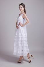 Ankle Length Layers White Plus Size Maternity Prom Dress