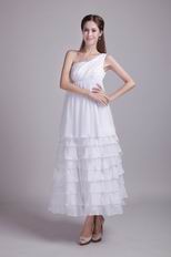 Ankle Length Layers White Plus Size Maternity Prom Dress