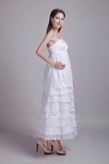 Ankle Length Layers White Plus Size Maternity Prom Dress