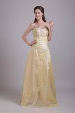 Sweetheart Neck Embroidery Champagne Cache Prom Dress