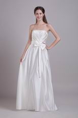 Floor Length White Very Formal Dresses With Bowknot Decorate