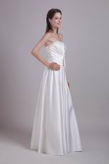 Floor Length White Very Formal Dresses With Bowknot Decorate