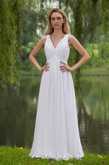 Stylish V Neckline Long A-line White Chiffon Maternity Prom Dress