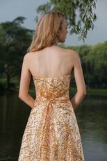 Strapless Golden Sequin Handmade Dress For A Prom Party