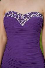Ruched Blue Violet Chiffon Handcrafted Short Prom Dresses
